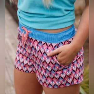 Jadelynn Brooke Any Occasion Athletic Shorts Pink Blue Geometric Size Small